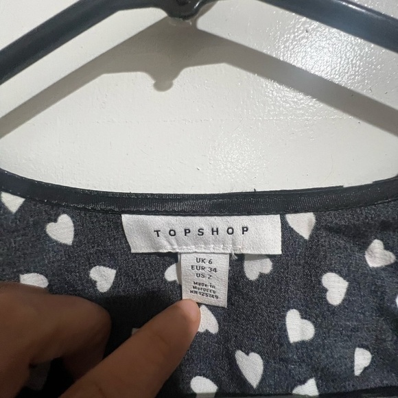 Topshop Heart Print Midi Wrap Dress Black White size 2 - Picture 3 of 10